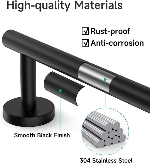 4PCS Matte Black Bathroom Accessories Set, 24-Inch Towel Bar Set