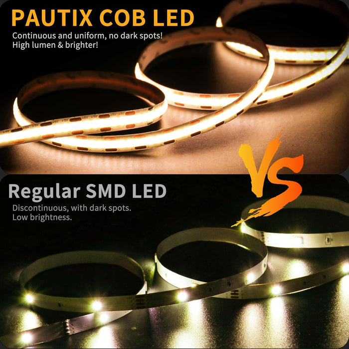 COB LED Strip Lights 5V USB Powered Dotless Super Bright Dimmable LED Lights 3000K Warm White 6.56ft TV Backlights,Flexible 3M Adhesive Under Cabinet Light for Bedroom,Kitchen,Shelf Lighting