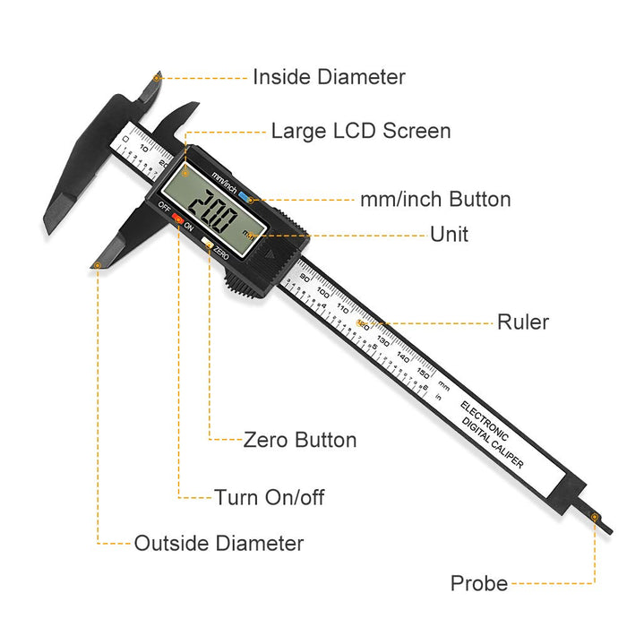 Digital Caliper,  0-6 Inch Measuring Tool with Large LCD Screen