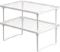 Space-Saving Stackable Metal Kitchen Cabinet Organizer Shelves for Dishes, Pantry Organization, 12.5" L x 8" D x 4.5" H, Set of 2, White