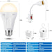2 Pack Rechargeable Light Bulbs, A19 E26 9W 3000K Warm