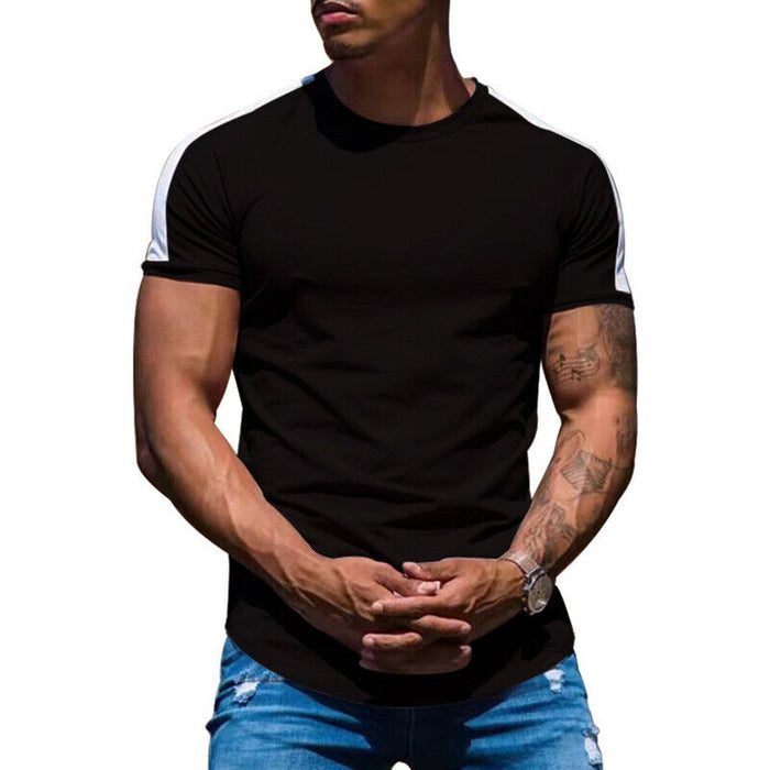 Mens Casual round Curved Hem T-Shirt Men Sport Fashion Short Sleeve T Shirts