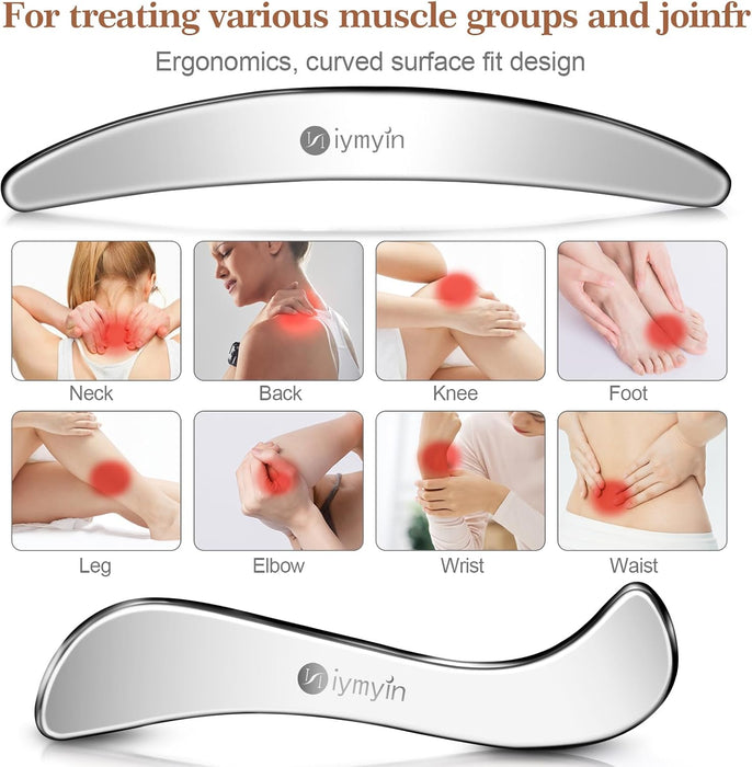 6-in-1 304 Stainless Steel Muscle & Fascia Scraper Tool Set, for Body Skin Massage and Sore Muscles, Myofascial, Iastm Tools, Soft Tissue Mobilization Tools, Full Body Gua Sha Kit, Gift-for Her