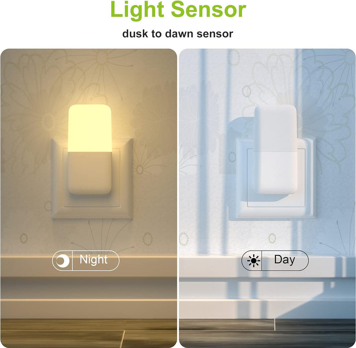 Plug in Night Light, Warm White LED Nightlights with Smart Dusk to Dawn Sensor for Kids, Nursery, Ideal for Bedroom, Bathroom,Hallway, Stairs, Kitchen, 6 Pack