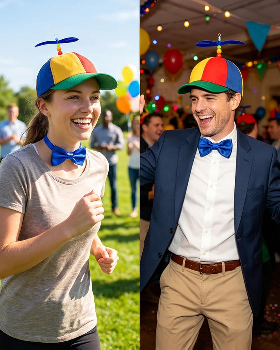 Rainbow Propeller Hat for Adults Helicopter Baseball Cap Party