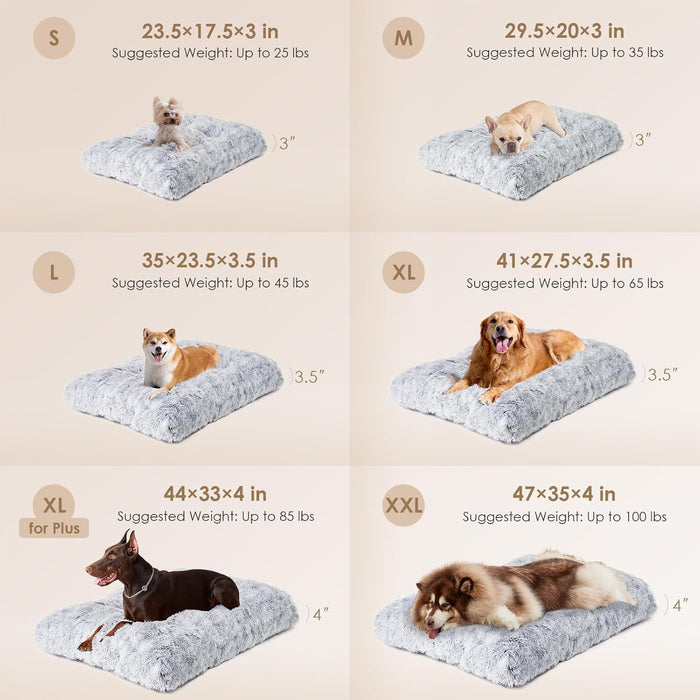Fluffy Dog Crate Bed, Plush Extra Large Dog Pillow, Grey