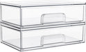 Clear Stackable Storage Drawers, 2 Pack Wide Plastic Organizers