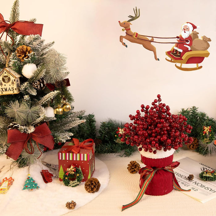 50-Pack Christmas Tree Decorations 6.5" Red Berry Stems Ornaments