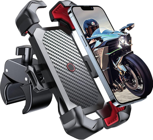Motorcycle Phone Mount, [1s Auto Lock][100mph Military Anti-Shake] Bike Phone Holder for Bicycle, [10s Quick Install] Ha