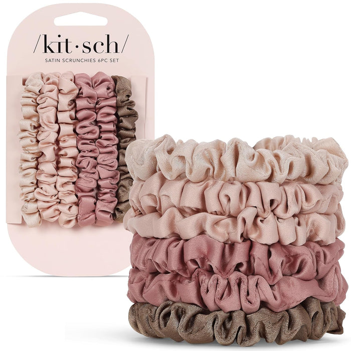 Satin Scrunchies for Women | For All Hair Types Terracotta, 6pcs