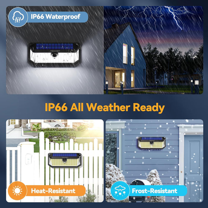 416 LED Solar Lights Outdoor Motion Sensor Waterproof 4200lm,2 Pack
