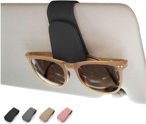 Magnetic Leather Car Sunglass Holder, Visor Sunglasses Holder Clip, 1 Pack