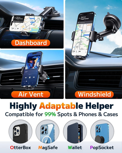 Car Phone Holder Mount Phone Mount for Car Windshield Dashboard Air Vent Universal Hands Free Automobile Cell Phone Hold
