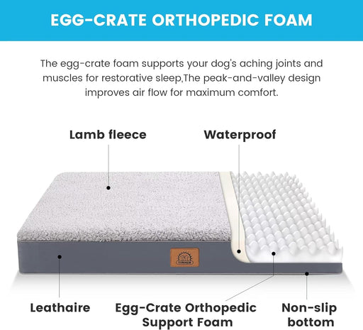Washable Orthopedic Large Dog Bed with Removable Cover, Pet Bed Mat
