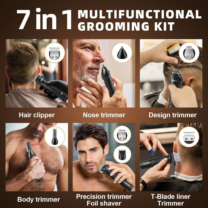 7-in-1 Beard Trimmer for Men, Electric Razor Shaver, Men Grooming Kit