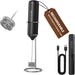 Rechargeable Milk Frother Handheld with Stand, Dual Coil Whisk Head Electric Coffee Frother, Portable Hand Frother Wand Drink Mixer for Matcha Lattes Cappuccino, Kitchen Gifts, Black