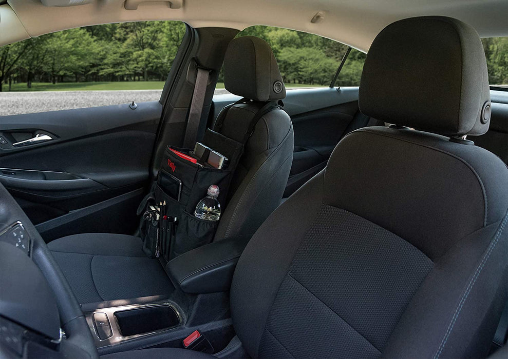 Car Front Seat Organizer [2025 UPDATED] with Dedicated Tablet and Laptop Storage Stabilizing Side Straps Soft Adjustable Shoulder Strap and Hardened Buckles Your Office Away from Office.