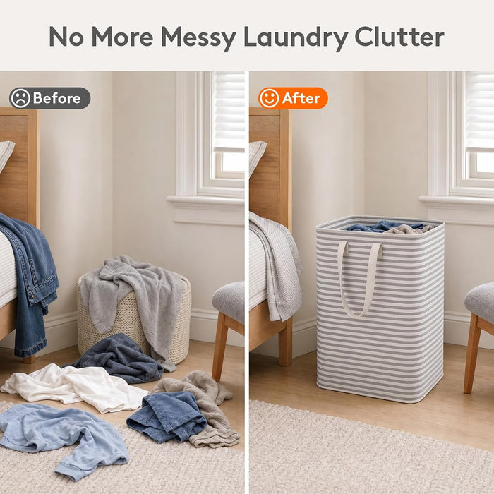 80L Large Laundry Baskets, Laundry Hampers Bags, 2 Pack, Grey