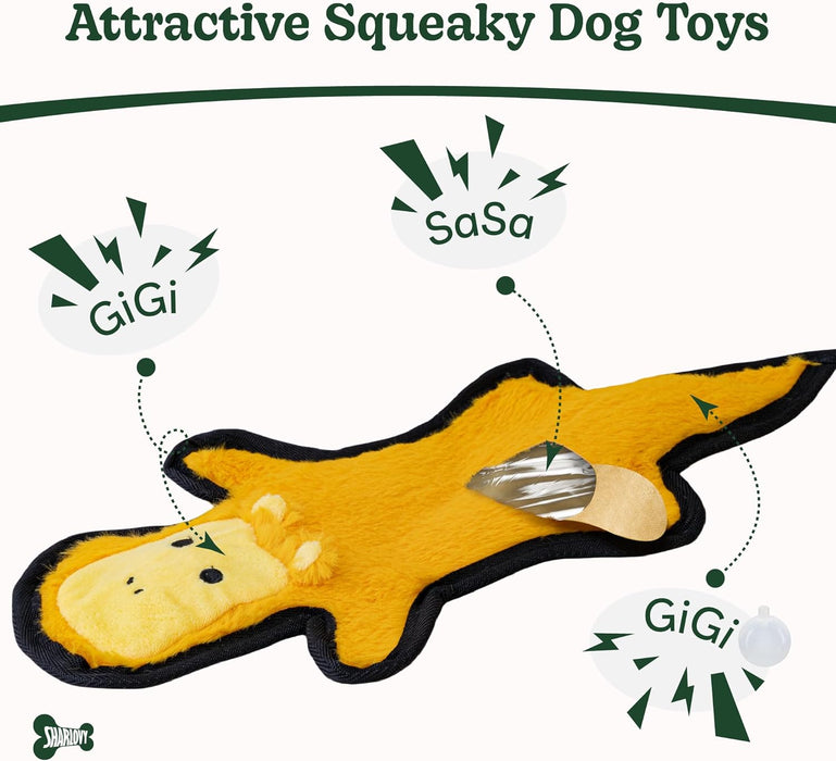 No Stuffing Dog Toys Crinkle Squeaky, Long Lasting Chews for Aggressive, Durable Plush Dog Puppy Chew Toys for Teething, with 6 Tough Layers for Small Medium Large Breed-5pack,Large