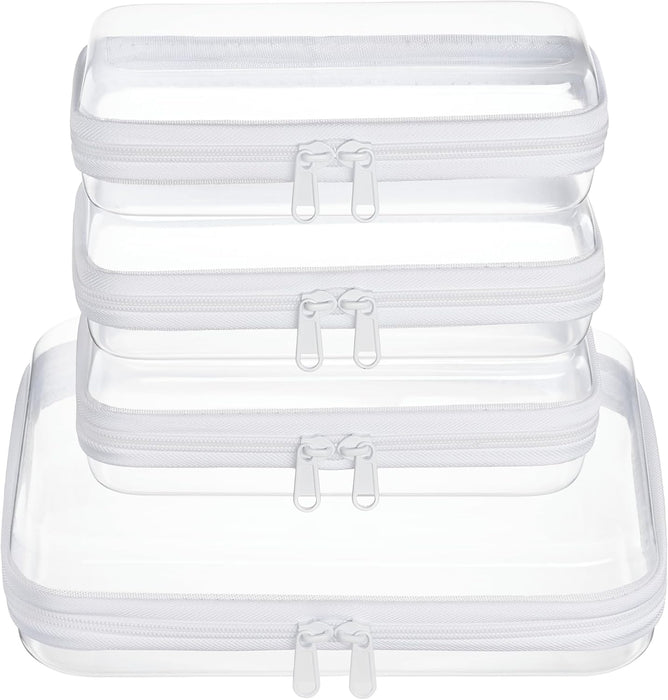 Clear Zipper Pouches, Hard Shell Zipper Case (M+3S)