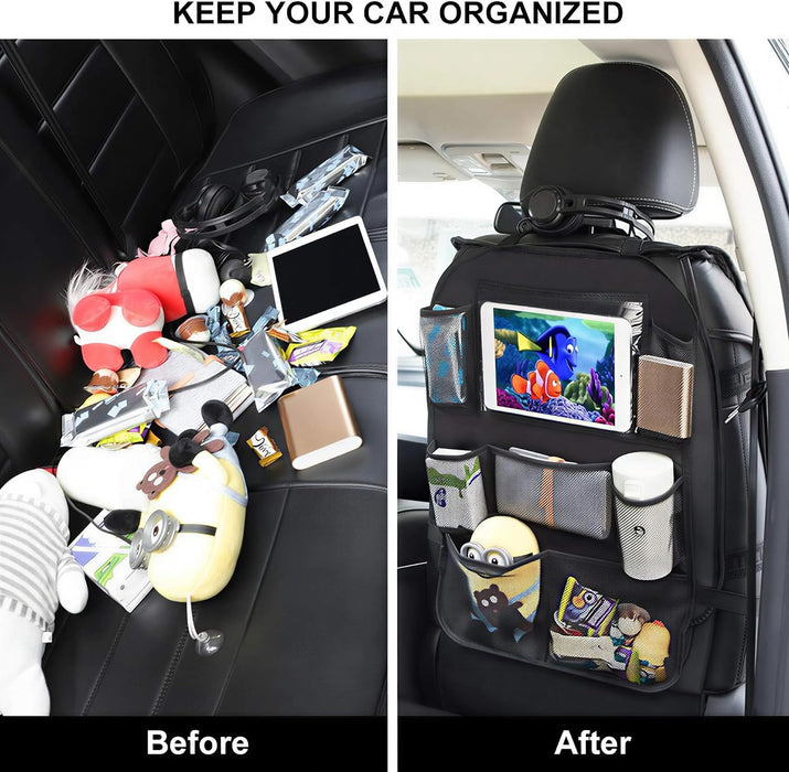 Backseat Car Organizer Mats Back Seat Organizers and Storage Bag with Touch Screen Tablet Holder for Kids Toddlers Car Seats, Travel Accessories, Road Trip Essentials Kids