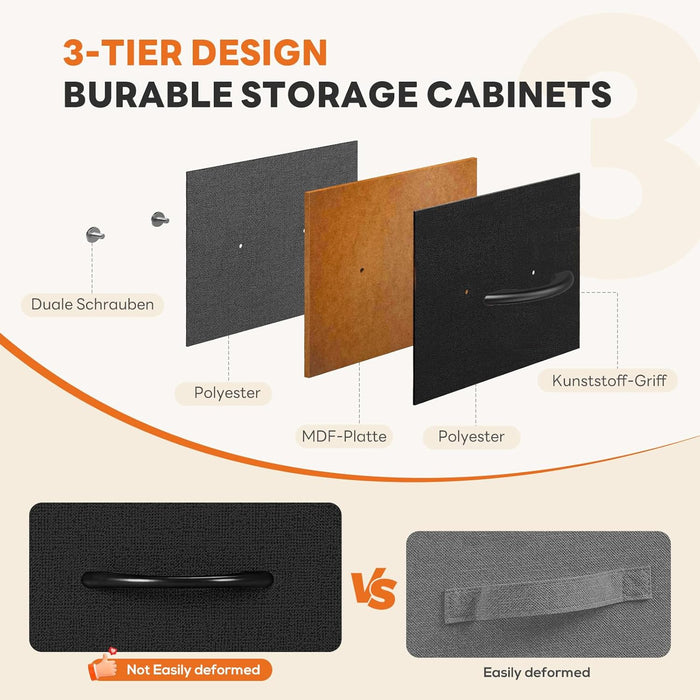 7 Drawer Fabric Dresser for Bedroom Storage with Bins, Black