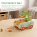 Wooden Push Toys for Toddlers 1-3, Crocodile Beating Drum Walking Pull Toy