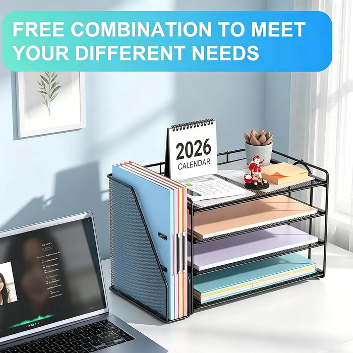 4-Tier Paper Organizer With Magazine Holder