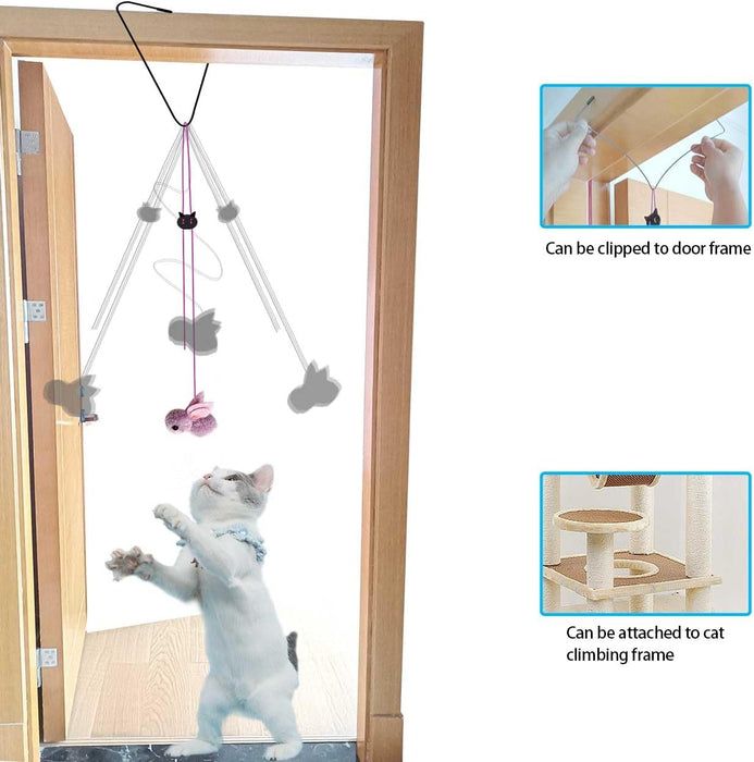 Cat Toys Interactive for Indoor Cats,2PCS Retractable Cat Wand,9PCS Teaser Toys&1PCS Hanging Door Lure Kitten Toy,Intera