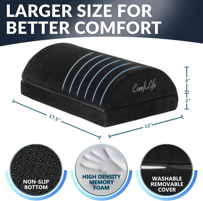 Foot Rest for Under Desk at Work – Adjustable Height Memory Foam Foot Stool for Under Desk, Office Chair & Gaming Chair 