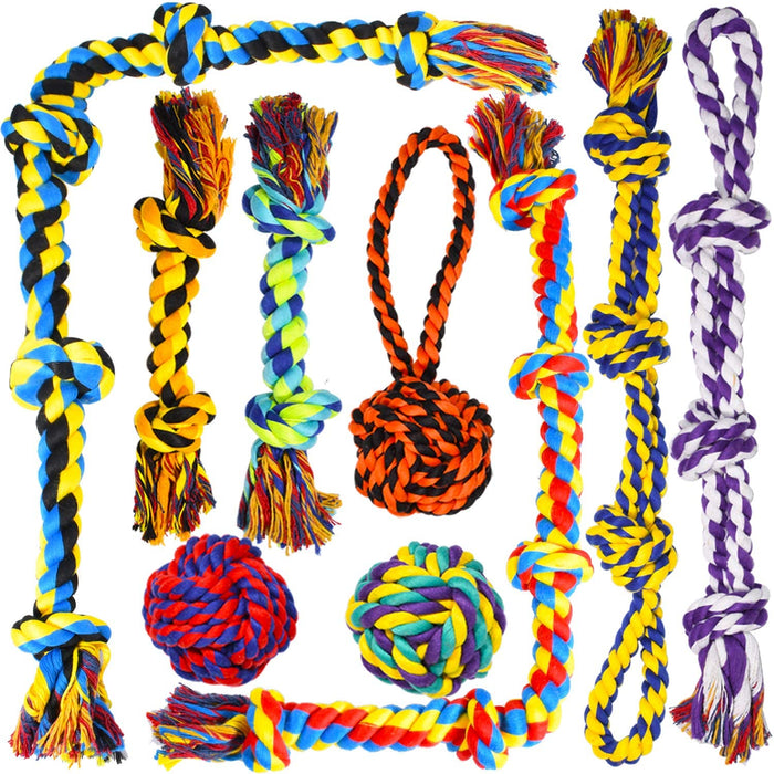 Large Tough Chew Toys for Aggressive Chewers, 9 Pack Dog Rope Toys