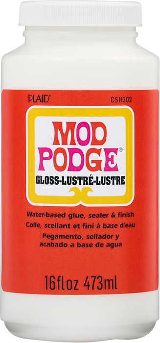 Gloss Sealer, Glue & Finish: All-in-One Craft Solution- Quick Dry, Easy Clean, for Wood, Paper, Fabric & More. Non-Toxic - Craft with Confidence, Made in USA, 16 oz., Pack of 1