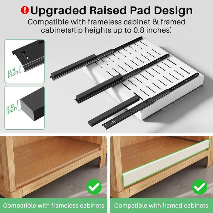 Pull out Cabinet Organizer, 2-pack, Expandable(12"-20") Heavy Duty Slide out Drawers Fixed with Adhesive Nano Film for P