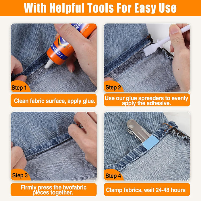 Fabric Glue Permanent, 60 ML Washable Clear Clothing Glue, Super Fabric Glue for Rhinestones, Patches, Clothes, Denim, Leather, Polyester, Fabrics, Doll Repair, Flannel, Cotton