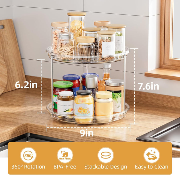 Rotating Makeup Organizer 2 Tier, Clear 360 Spinning Perfume Stand