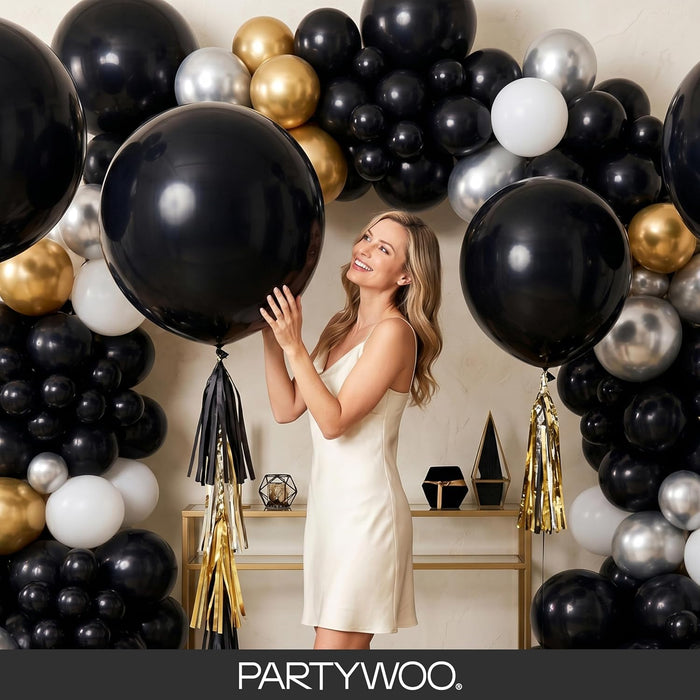 Black Balloons 140pcs Different Sizes of 18 12 10 5 Inch
