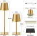 Gold Rechargeable Table Lamp, Cordless Battery Operated Lamp Set