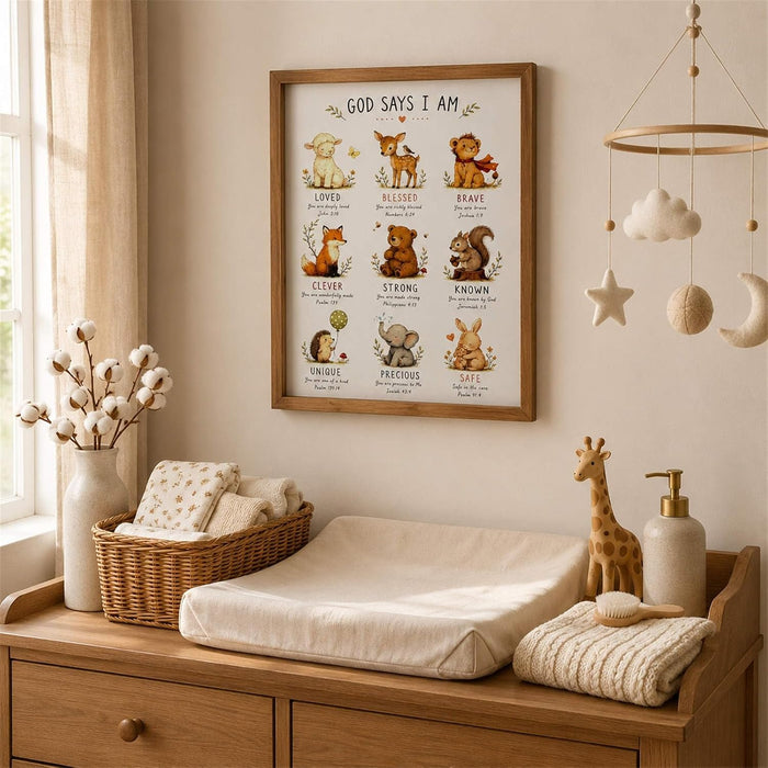 Christian Nursery Decor, Bible Verse Wall Art for Kids Room
