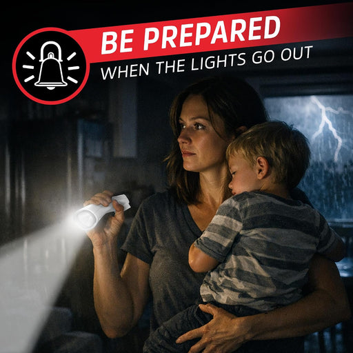 Auto-On LED Flashlights Rechargeable (3-Pack) for Home Power Failure, Plug in LED Flashlight for Power Outage, Night Lig