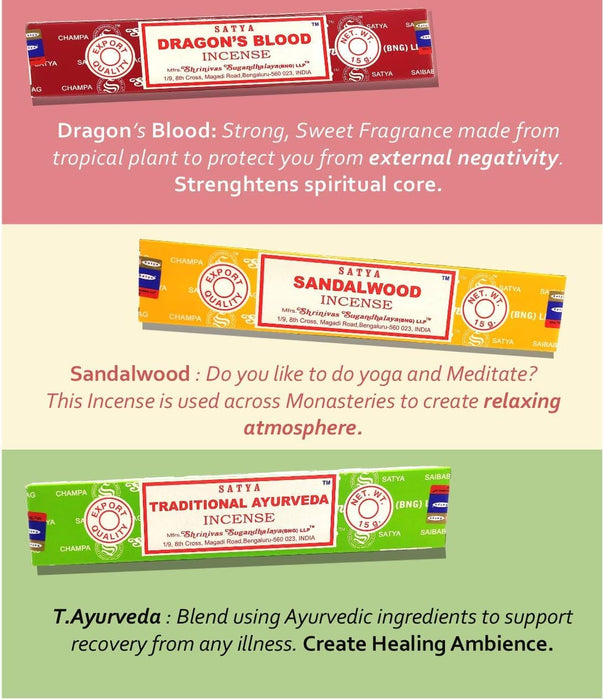 Nag Champa Incense Sticks Variety- Pack (12 Incenses, 140+ Sticks)