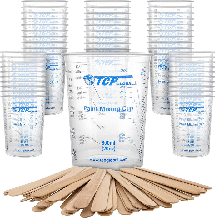 20 oz. (600ml) Graduated Plastic Mixing Cups - Box of 50