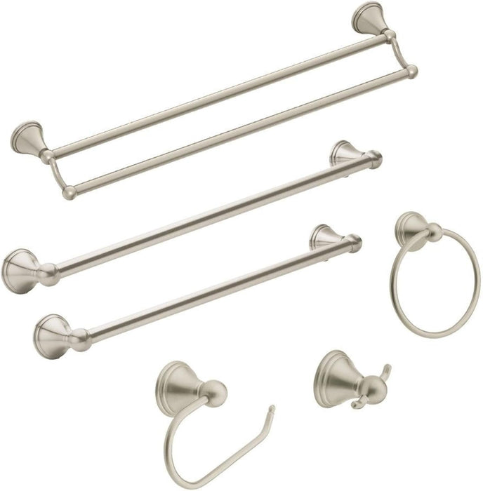 Moen Preston Brushed Nickel 24-Inch Single Wall Mounted Bathroom Towel Bar, DN8424BN