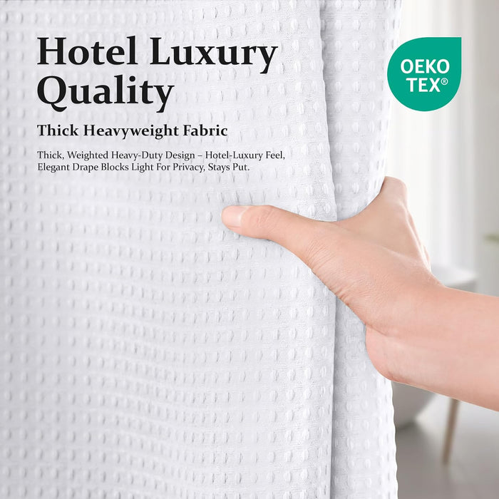 Waffle Shower Curtain 256 GSM Heavy Duty Fabric 72"x72" White