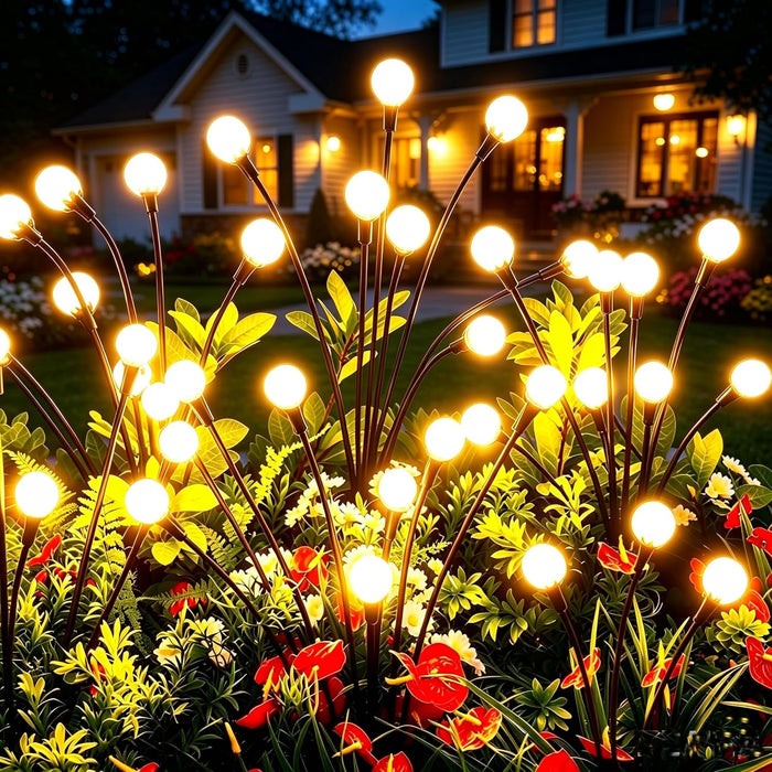 Solar Lights Outdoor Waterproof 4 Pack of 32 LEDs Garden Patio Firefly Decoration Unique Gifts Women Grandparents
