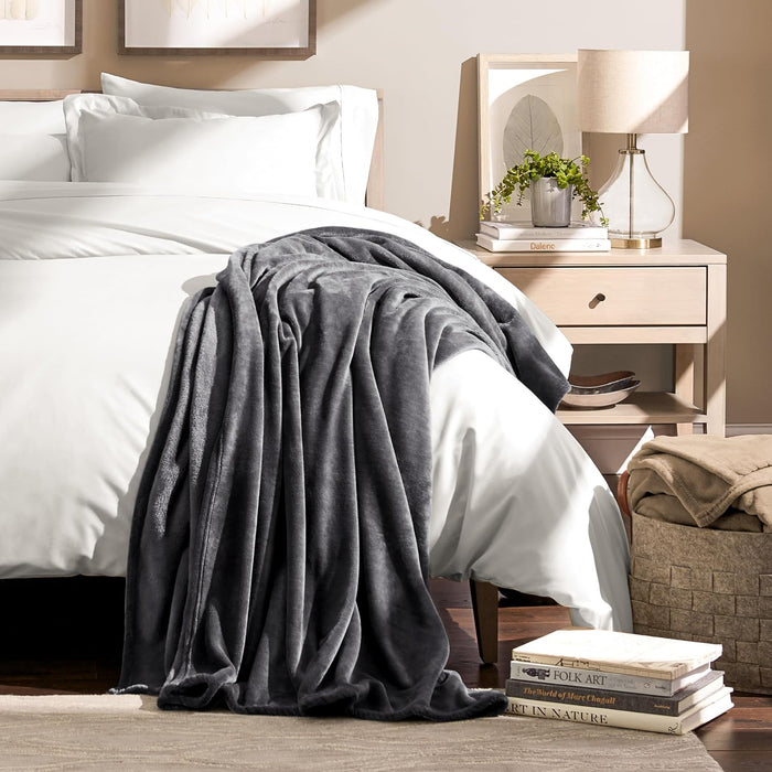 Fleece Blanket Luxury Microplush (Full/Queen, Grey)