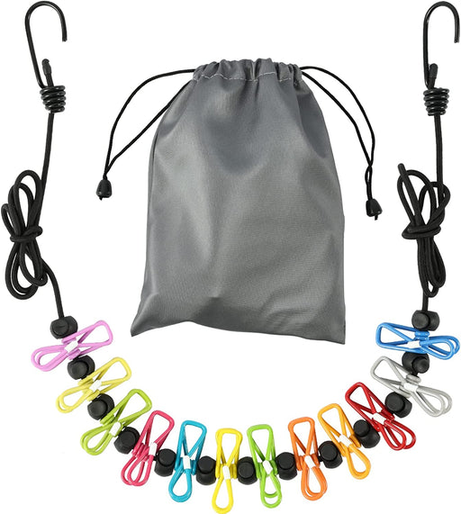 Retractable Portable Travel Clothesline Camping Clothing Line with 12 Clips