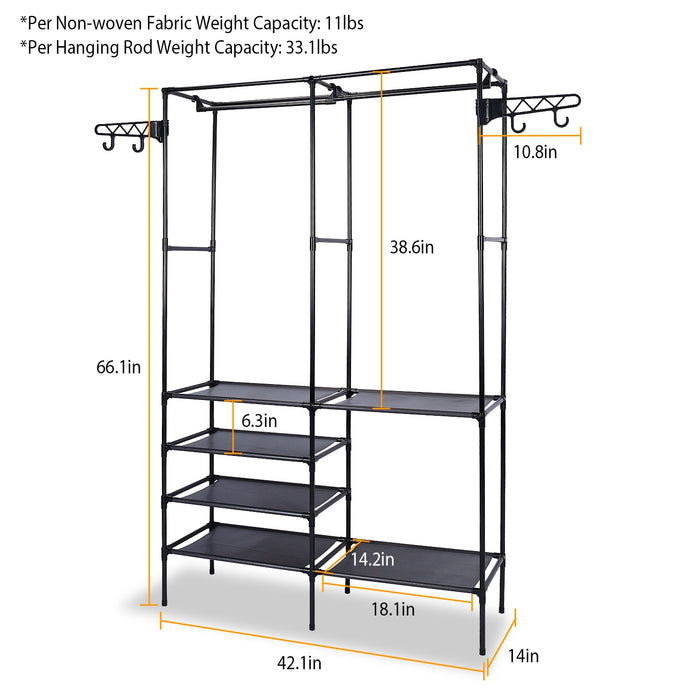 Freestanding Metal Garment and Shoe Rack