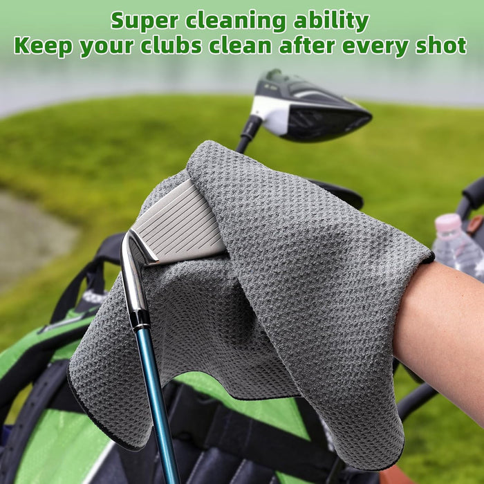 3 Pack Golf Towels(16" X 16") with Carabiner Clip
