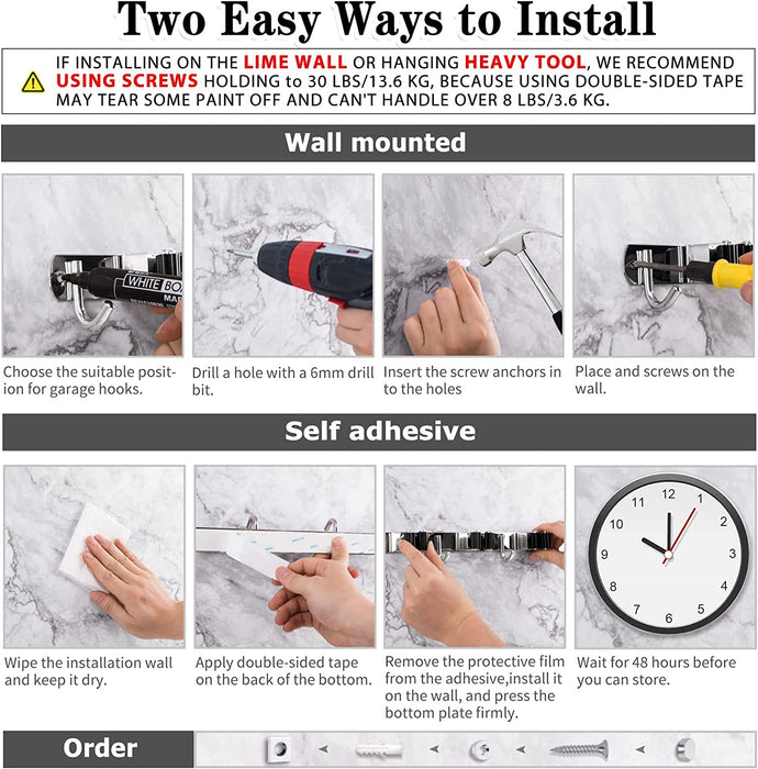 Broom Holder Wall Mount, 5 Racks 4 Hooks Heavy Duty Mop Organizer