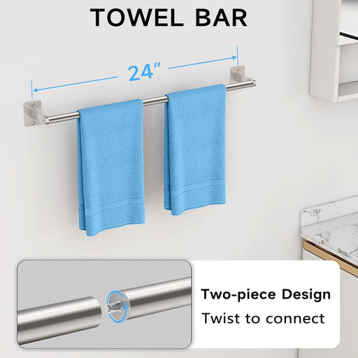 Brushed Nickel Bathroom Accessories Set, 4 PCS Bathroom Hardware Set